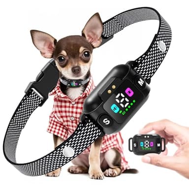 Feycig Collier Anti Aboiement Chien - Rechargeable Anti Aboiement Collier Dressage pour Petits Chien avec 3 Modes Son/Vibration, 7 Niveaux De Sensibilité, Étanche IP67 pour Petits Moyen Chiens (Noir)