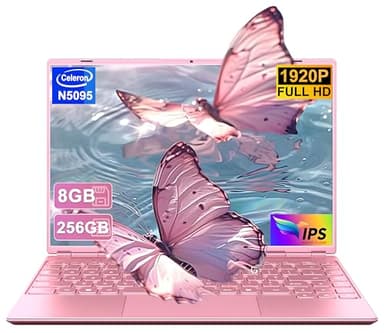 Ordinateur Portable 14 Pouces 4 cœurs Celeron N5095 (jusqu'à 2,9 GHz),8+256GB SSD Soutien Extension 1TB ,PC Portable Win11 Avec 5G WIFI 1920x1200 BT4.2 Souris sans Fil&AZERTY Clavier Couverture-Rose