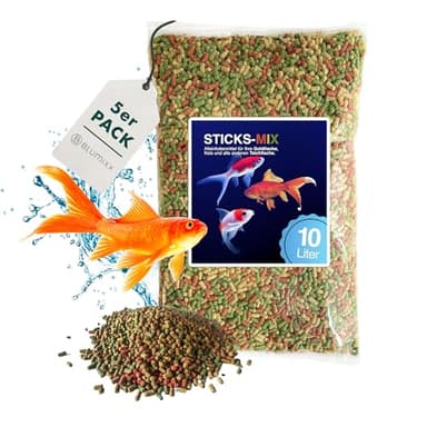 Teich Sticks Mix Sac de 50 litres (5 x 10 l) - Aliment complet de qualité supérieure - Nourriture pour poissons de bassin - Nourriture pour poissons de bassin - Avec vitamines - Tricolore - Non