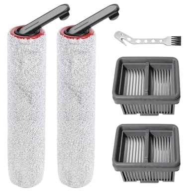 DianSung Brosse à rouleau + filtre accessoires pour Dreame H12 Pro Ultra / H13 Pro aspirateur sec et humide pièces de rechange, 2 rouleaux de brosse + 2 filtres