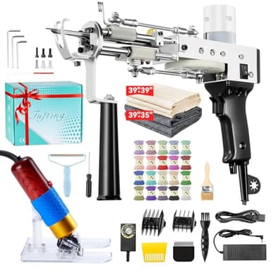 BESGEER Rug Tufting Gun Set with Trimmer, Tufting Machine Cut Pile and Loop Pile Start Kit, Pistolet Tufting,Pistolet Touffeter, Kit Pistolet à Touffeter avec Tondeuse
