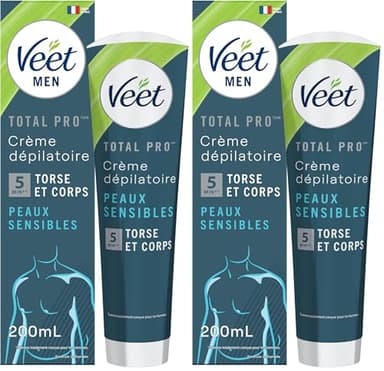 Veet Men - Crème Dépilatoire Homme - Peaux Sensibles - 200 ml (Lot de 2)