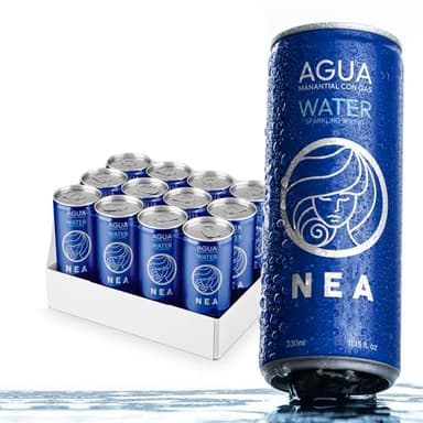 Eau Minérale Gazeuse Naturelle NEA – Source des Alpes – 12 Canettes 33cl – Sans BPA ni microplastiques – 100% Recyclables