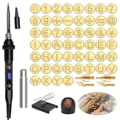 Kit de pyrograveur en bois, kit de soudeur, 80 W température réglable 180-500 ℃,Outils créatifs pour la combustion du bois,kit de pyrogravure sur bois