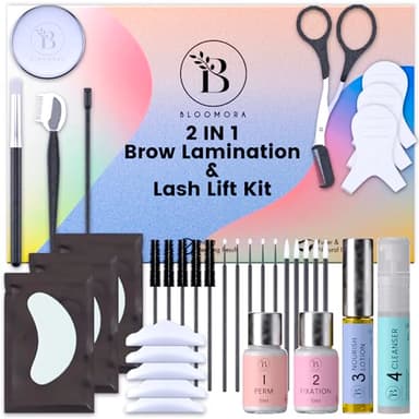 Kit Rehaussement de Cils, Brow Lift Kit Sourcil, Solution 2 en 1, Durée 6-8 Semaines, 15 Applications, Permanente DIY Sourcils, Lash Lift, Rehaussement Cils - BLK3