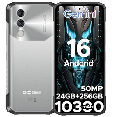 DOOGEE Blade10 Power Telephone Portable Incassable Android16, 24Go + 256Go/TF 2To, 10300 mAh, 6,6" HD+ IPS, Caméra 50MP Smartphone Incassable, Octa-Core IP68/IP69K/NFC/Face ID/3 Fentes pour Cartes