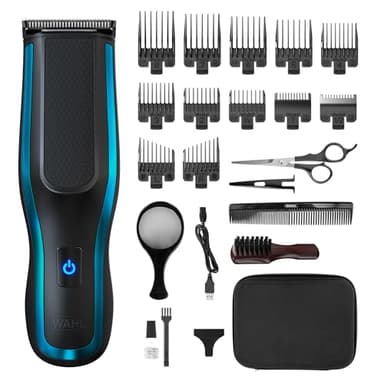 WAHL Self Clip 360 Kit de tondeuse - Tondeuse à cheveux automatique, sans fil, noire, 10 peignes, chargement USB, batterie longue durée, toilettage autonome, lames rinçables, légèreté