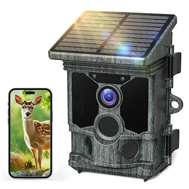 Caméra de Chasse Solaire 4K 46MP WiFi Bluetooth, Camera de Chasse Nocturne mit Activation de Mouvement, Camera Chasse Infrarouge Vitesse de Dclenchement de 0,1s Étanche IP66 pour Le Suivi de la Faune