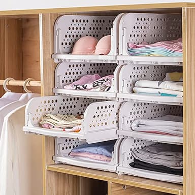 THATSRAD 3 PCS Organisateur Empilable Tiroir 43 x 33.5 x 14cm Vetement Armoire Coulissant Sac Rangement Organisateur de Vetement pour Armoire pour Vêtements