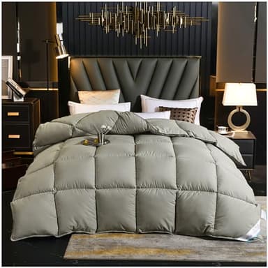 ZTGL Couette Hiver 220 x 240 cm, Couette en Duvet d'oie et Plume d'oie Naturelle 4 Saisons Tempéré pour 2 Personne Couverture Chaude Légère Confortable,D,150X200cm(4kg)