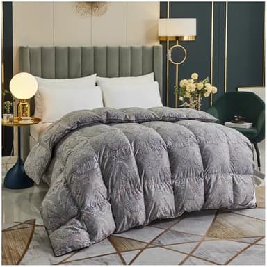 ZTGL Couette en Duvet d'hiver, Couette 4 Saisons 220x240cm, Premium 95% De Duvet d'oie Blanche, Couette Haute Impression Textile avec Onglets d'angle, Lavable en Machine,D,220X240cm/3.7kg