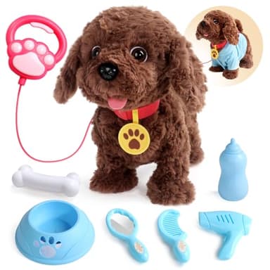 Chien Interactif Qui Marche et Aboie avec Laisse Peluche Chien Jouet Enfant 2 3 4 Ans Fille Garçon Chien Robot Réaliste Cadeau Fille 2 3 4 Ans