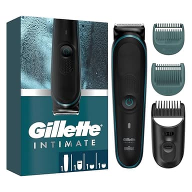 Gillette Intimate Tondeuse Intime Homme l5 Pour Un Rasage Doux Du Pubis, Tondeuse Electrique, Etanche et Sans Fil, 3 Sabots, Lames Affutées Inusables Sans Besoin De Rechange, Technologie Braun