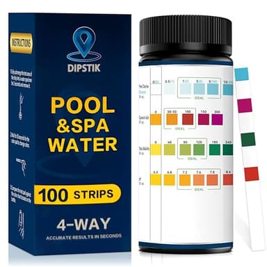 4 en 1 Bandelettes Piscine, Testeur Piscine pour Eau de Piscine et Spa,100 Bandelettes, d'eau Test durete d'eau pour Tester Chlore Libre, L'alcalinité Totale et pH