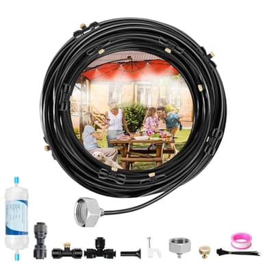 Brumisateur Terrasse, De Plein Air Brumisateur, Brumisateur Eau Refroidissement, Brumisateur Terrasse Exterieur En Kit, Pour Terrasse Jardin Et Serre Piscine (18M)