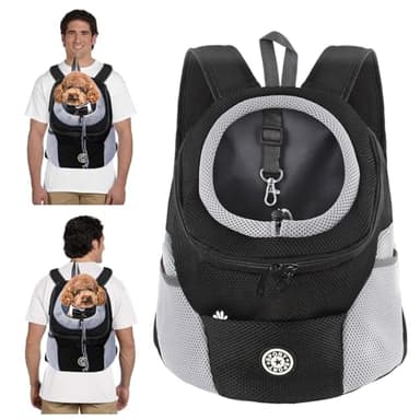 PETCUTE Sac à Dos de Transport pour Chiens,Respirant,Réglable Sac à Dos pour Chien et Chat avec Fond étanche,Bandoulière Rembourrée,Sacs de Transport pour Animaux de Voyage,Crochet de Sécurité