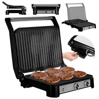 Zeegma Grill Chef Easy – Grill Électrique 2 en 1 et Presse-Panini, 2000W, Plaques Céramiques Antiadhésives, 29 x 23.2 cm², Température et Inclinaison Réglables (GRILL CHEF BASE CONTROL)