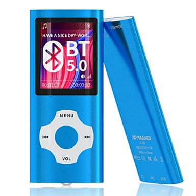 MYMAHDI Lecteur MP3 / MP4 Bluetooth 5.0 avec Carte mémoire 32 Go, écran LCD 1,8 Pouces, Support jusqu'à 128 Go, vidéo/Enregistrement Vocal/Radio FM, Lecteur de Livres électroniques