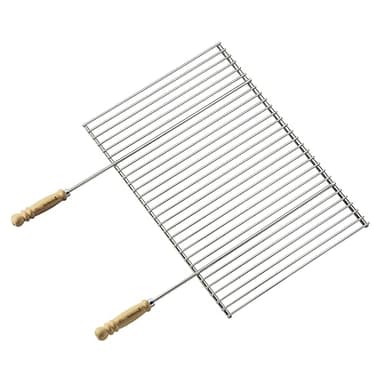 Barbecook grille de barbecue rectangulaire professionnelle en chrome et bois, accessoire barbecue, 70x40cm