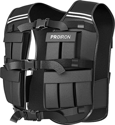 PROIRON 10 Kg, Veste de Poids Réglable pour Homme et Femme avec 20 Packs de Poids, Bande Réfléchissante, Convient pour la Course à Pied, Musculation, Exercices d'Endurance, Cardio, Noir
