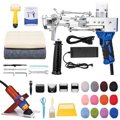 ZOWWFAST Pistolet à tufter les tapis avec kit de tondeuse à tapis, Tufting Gun Set avec affichage numérique de la vitesse, machine à tufter avec toile à tufter|fil |kitRouleau|brosse|racleur |tampon