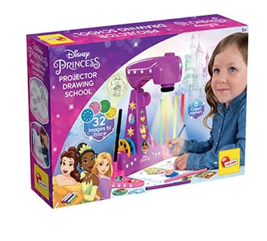 Lisciani - PRINCESSES DISNEY - École de Dessins par Projection - Pour Enfants dès 5 Ans - Apprendre à Dessiner avec un Modèle Projeté - Kit Dessins Complet avec Modèles, Papier et Crayons - Création