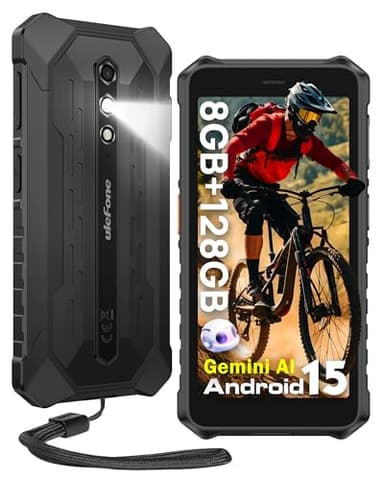 Ulefone RUGKING 2 Pro Téléphone incassable Android 15, Octa-Core 8Go+128Go/TF-2To, 5.45'' Corning Glas, AI Smartphone Robustes, 4550mAh, Telephone de Chantier, 13MP/4G Dual Sim/NFC/IP68/OTG/GPS - Noir