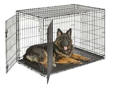 New World B48DD Cage pour chiens de petite taille, ment améliorée, 121,92 cm, double porte, comprenant un plateau étanche, des pieds protégeant le sol