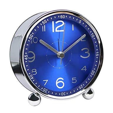 ALEENFOON 4 Pouces Silencieux Métal Réveil Matin, Rétro Réveil Alarme Sonore, électroniques Mecanique Alarme Réveil à Pile de Voyage Horloges (Bleu)