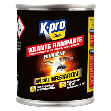 Kapo Fumigène Spécial Infestation Tous Insectes - 60 gr - Idéal pour Eliminer Tous les Insectes - Effet Radical et Longue Durée - pour 130m3