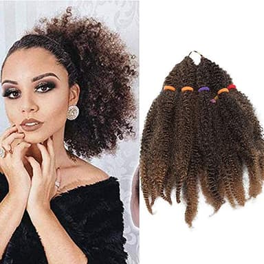 Tissage Brésilien en Lot Mèches Ondulé Tresse Bouclé Kinky Bulk - Extension Cheveux Kinky Curly Afro Synthétique 11 Pouces - (1 Lot) 1B/27