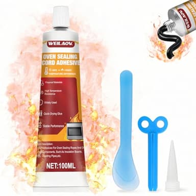 Colle Vitre Four, Colle Haute Temperature Four, Silicone Haute Temperature, Convient pour le Scellement à Haute Température Divers Types Cheminées Poêles, 100 ml, Noi