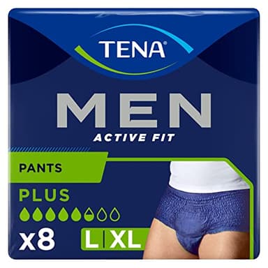 Tena Sous Vêtement Homme Active Fit Taille L Bleu, 8 unités