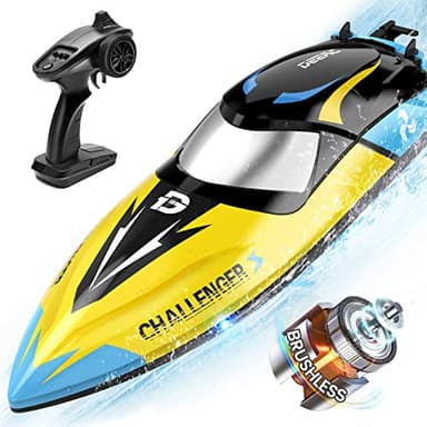 DEERC Bateau RC Brushless, bateaux télécommandés rapides de plus de 30 MPH avec fonction d'alarme de batterie faible et ne chavire jamais, bateau de course 2.4GHz,jouet de bateau pour adulte et enfant