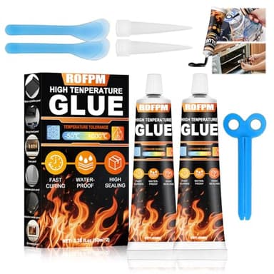 ROFPM Colle Haute Température, Mastic Refractaire, Noir, Silicone ignifuge, Résistant à la chaleur supérieure à 600 °C, Pour Four Vitre, Cheminee, Poele A Bois, Ciel De Toit, Brique, Carrelage