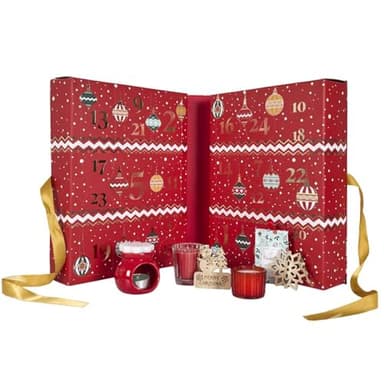 Home Deco Factory, BO0095, Calendrier de l'Avent avec Bougies Parfumées et Surprises, Design Traditionnel, Ambiance Festive, Idéal pour Offrir, Rouge, Taille Unique
