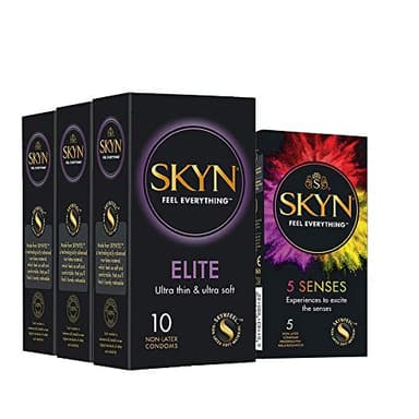 SKYN® Elite Preservatifs Sans Latex - Paquet de 3 x 10 Preservatifs et 5 Gratuites Paquet de 5 Senses