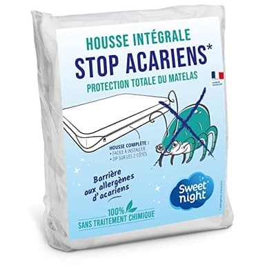 SWEET NIGHT - Housse intégrale Stop Acariens 90x190 cm | Anti-Punaise de lit | Rénove Matelas | Fermeture à glissière | sans Traitement Chimique | EP. jusqu'à 25 cm