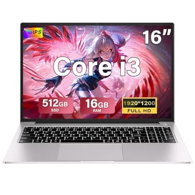 Ordinateur Portable 16'' 16 + 512 Go Win11 Derniers 2 cœurs processeurs i3-1000NG4 (jusqu'à 3.2 GHz) PC Portable 1200 Écran 4K Prise en Charge Prise Double WiFi 2,5" HDD 1TB SSD Expand-Argent-FX