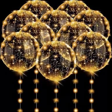 DODUOS Ballon Lumineux LED, Lot de 23 Ballons Bobo Lumineux à LED, LED Ballons Avec 10 Guirlandes Lumineuse, Ballon LED de Deco Mariage pour Saint Valentin Mariage Noël, Bobo à L'Hélium