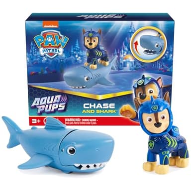 Paw Patrol, Aqua Pups Chase and Shark Ensemble de Figurines d'action pour Enfants à partir de 3 Ans