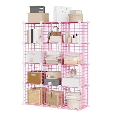 Garvee Étagère De Rangement Cubique 12 Cubes Noire - Organisateur Modulaire en Métal - Bibliothèque Étagère à Casiers - Support 22 LB par Cube