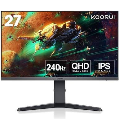 KOORUI Ecran PC Gamer 27 Pouces - écran WQHD PC, 240Hz, 1ms, Adaptive Sync, Compatibilité Gsync, (2560x1440, HDMI, DisplayPort, HDR 400) Noir/Rouge