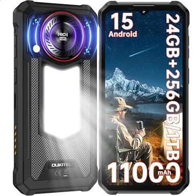 OUKITEL WP53 Pro Telephone Incassable Android 15-11000mAh Telephone Portable Incassable Lampe Camping,24GO(8+16)+256GO,6,52 Pouces Smartphone 128dB Haut-Parleurs,50MP/GPS/NFC/OTG/2Ans Garantie,Noir
