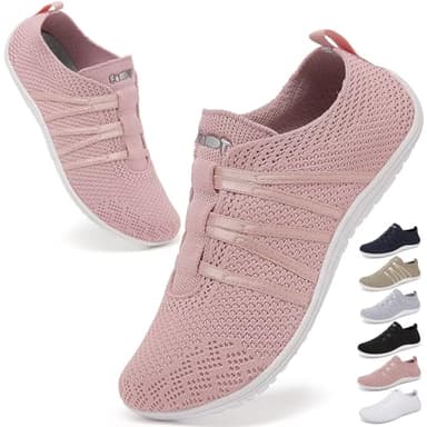 Wizshoe Barefoot Homme Femme Chaussures Pieds Nus d’été Basket Confortable Slip on pour Sneakers Respirant Légères Sport Shoe Casual Fitness Chaussons d’intérieur et d’extérieur Rose 38EU