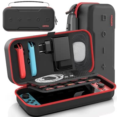 OIVO Étui Rigide pour Nintendo Switch & Switch OLED, Housse de Transport pour Joycon et Adaptateurs Hardcase Protection Switch, Coque de Rangement avec Accessoires pour Game Boy, Rouge