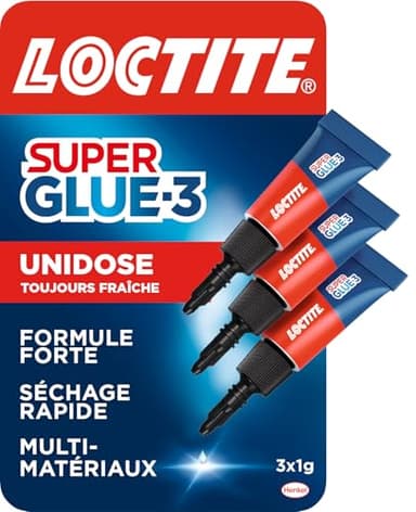 Loctite – Super Glue-3 Mini dose (3 x 1 g) – Colle forte & rapide tous matériaux pour réparation de qualité – Universelle liquide en format doses