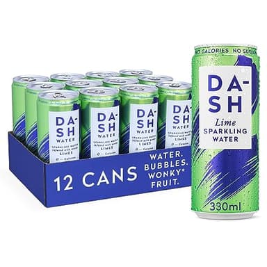 Dash Water Citron Vert – 12x Eaux pétillantes aromatisées au citron vert. SANS Sucre, SANS Édulcorant, SANS calories – Infusées avec des Fruits rejetés (12x330ml)