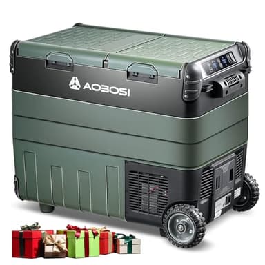 AAOBOSI Glacière à Compresseur 50L, Glacière Electrique Double Zone -20°C à 20°C, 12V/24V et 230V, Glaciere Electrique pour Voitures, Camions, Bateaux, Maisons, Camping et Pêche