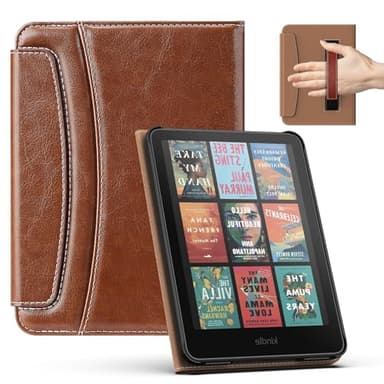 MoKo Étui en Cuir pour Kindle Paperwhite 7 Pouces 12e Gén. 2024 et Colorsoft Signature Edition 2025, Housse Kindle Paperwhite avec Coque en PU, Fermoir Magnétique Dragonne et Porte-Cartes, Marron